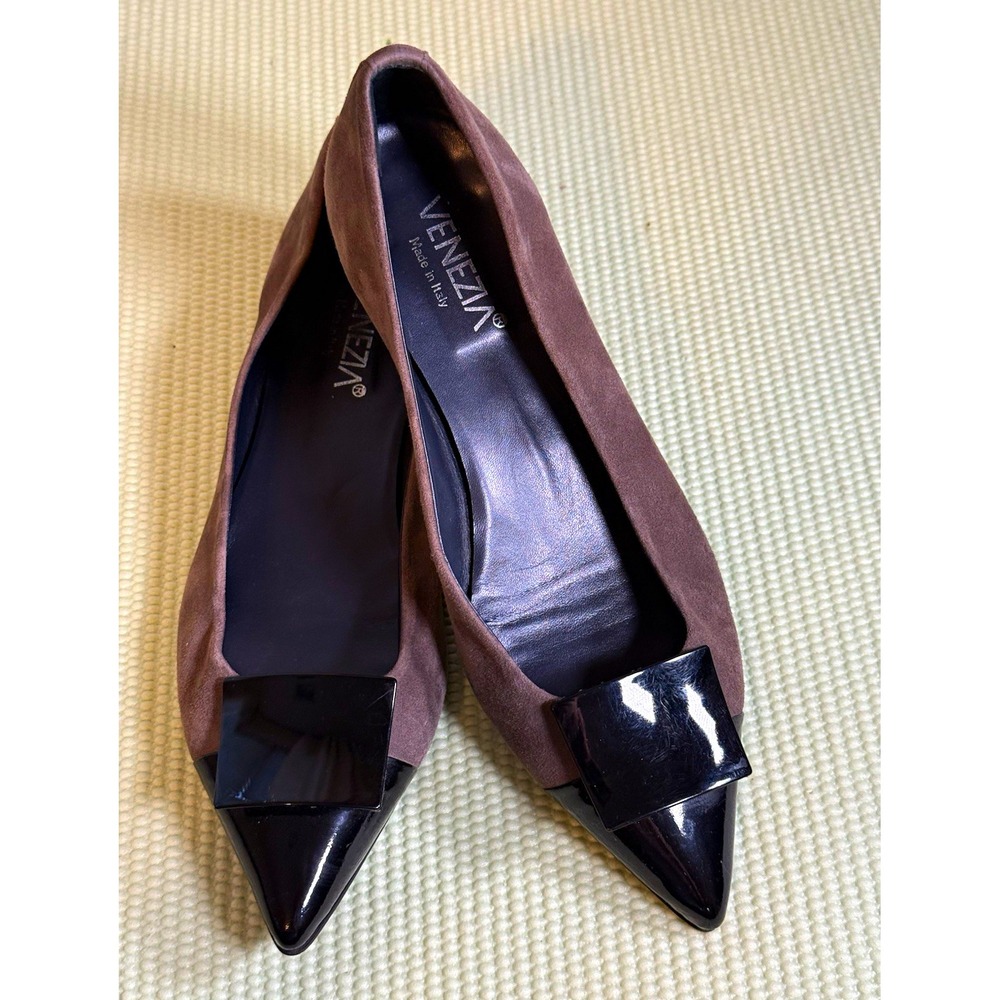 Venezia Lavorazione Artigina Women Brown Suede Pointed Toe Flats Size 9 Italy